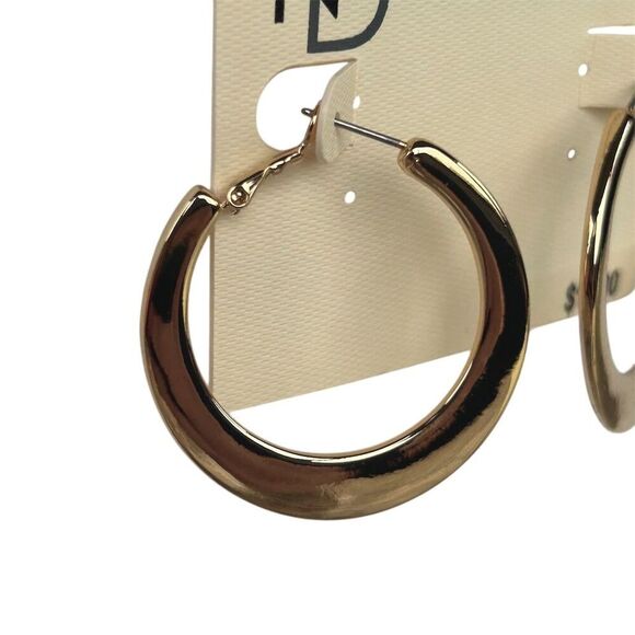 New Directions Gold Hoop Earrings 1 Inch Diameter Standard OS - Picture 2 of 4